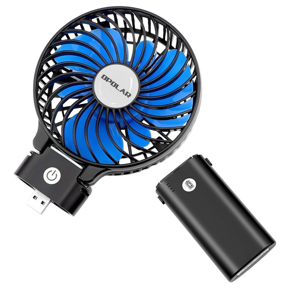 OPOLAR Portable Folding Handheld Fan 3 Modes Adjustable Angle 5200mAh Battery, Can be Used as Mobile Power - Black