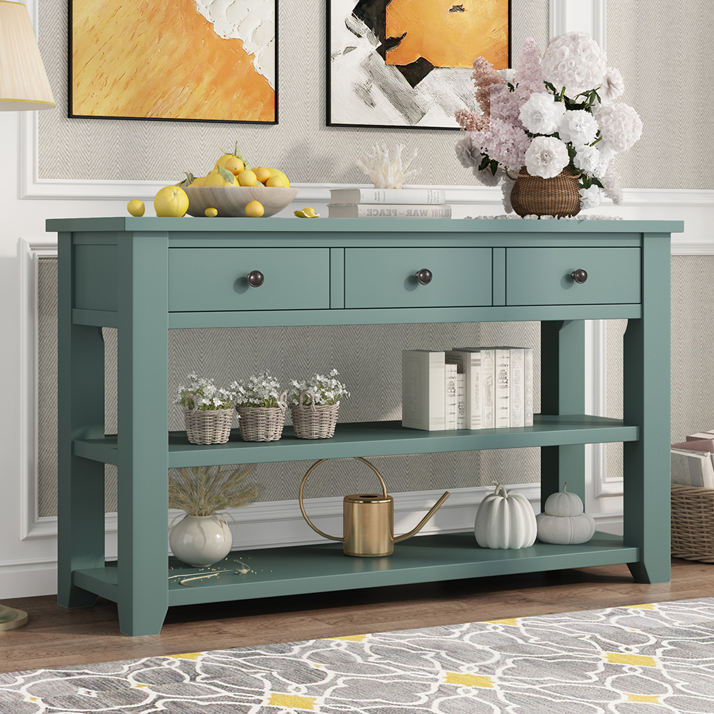 New U-STYLE 48” Modern Style Wooden Console Table with 3 Storage