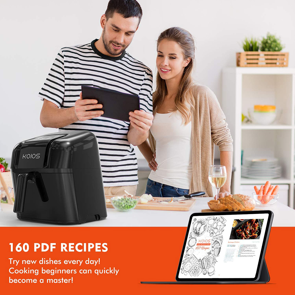 KOIOS 1800W Air Fryer Oven 7.38L Capacity, Touch Screen Control, for Low-oil and Low-fat Frying, Roasting, Reheating - Black
