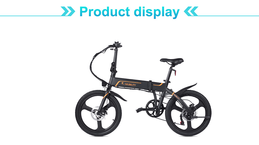 NIUBILITY B20 Electric Moped Folding Bike 20 inch 42V 10.4Ah Battery 40km -50km Mileage 350W Motor Max 25km/h Double Disc Brake Variable Speed System SHIMANO 6-Speed rear derailleur LED Light - Black
