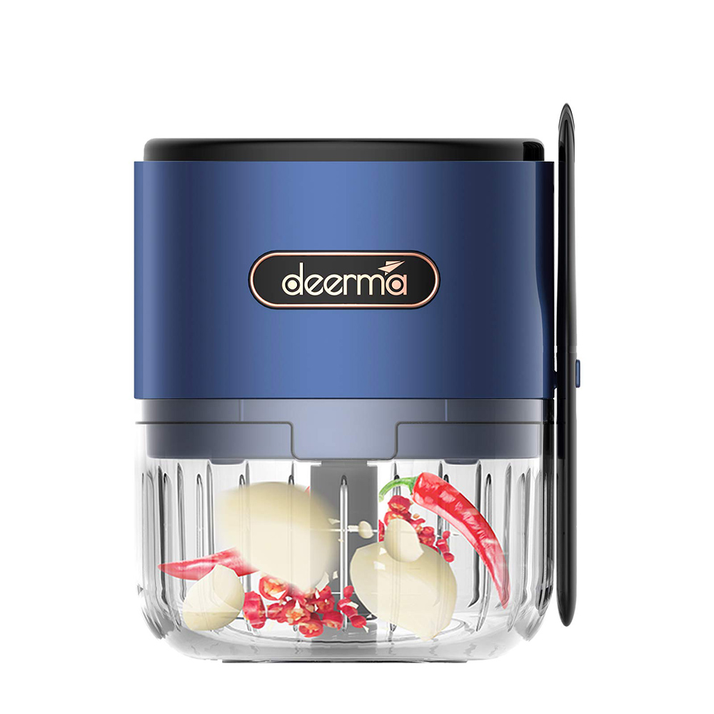 Deerma Mini Electric Food Chopper 150ML Capacity 1500 mAh Battery USB Charging - Navy Blue