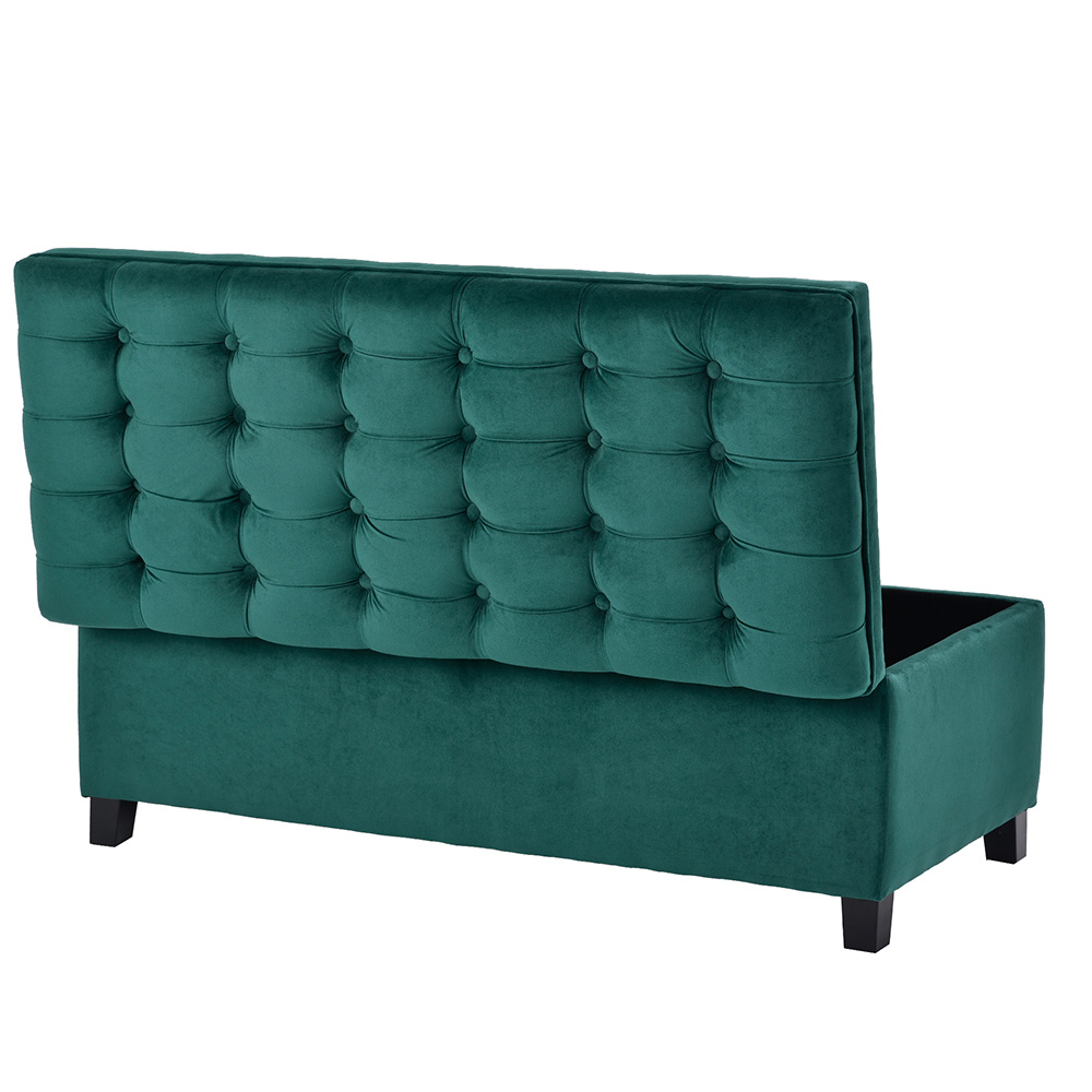 USTYLE 46.5" Upholstered Storage Bench with Button Tufted Top Green