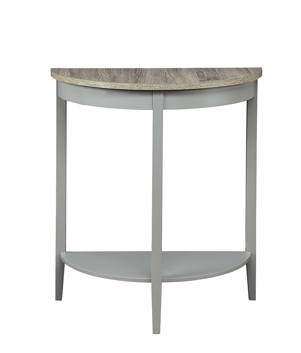 ACME Justino 26" Half-Moon Shape Console Table with Storage Shelf, for Entrance, Hallway, Dining Room, Kitchen - Gray