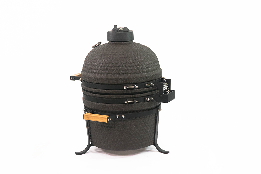 TOOPO 15" Outdoor Mini Ceramic Charcoal Grill, Used for Grilling, Smoking, Baking - Matte Black