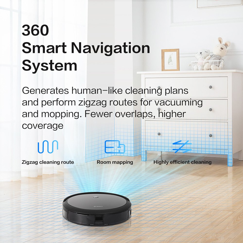 360 C50 Smart Robot Vacuum Cleaner Sweeping and Wet Mopping 2600Pa App Remote Control Vacuum Cleaner Home Wireless