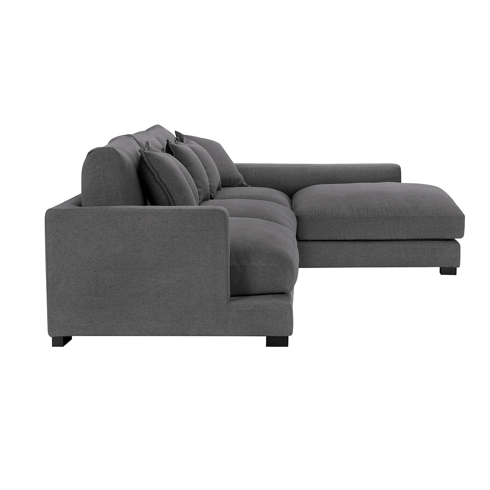 85.8" 3-Seat Polyester Upholstered Sectional Sofa with 5 Pillows, and Wooden Frame, for Living Room, Bedroom, Office, Apartment - Dark Gray