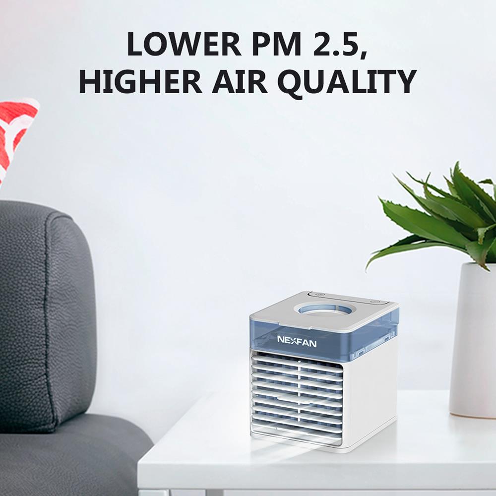 NexFan Portable Handheld Multifunctional Fast Cooling Air Conditioning Fan Purifying Air Eliminate Odor Three Modes USB Charging UV Version For Office Home - White