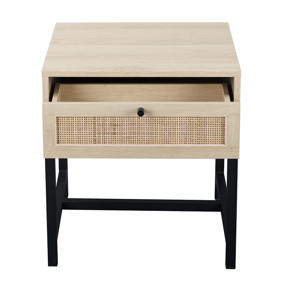 19.69" MDF Side Table with Storage Drawer, for Living Room, Bedroom, Office, Hallway - Natural