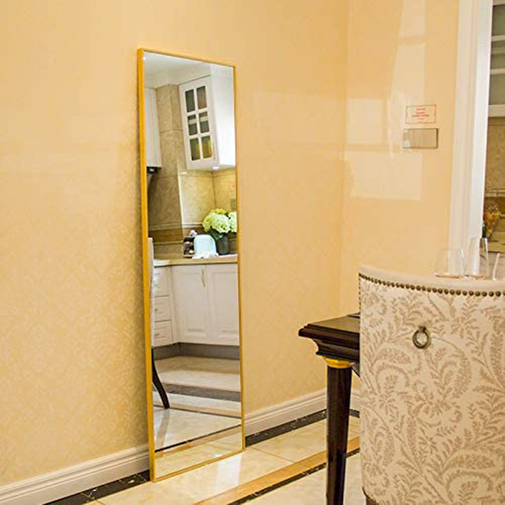59" Rectangular Floor-standing Full-length Mirror, for Bathroom, Bedroom, Entrance, Powder Room - Gold
