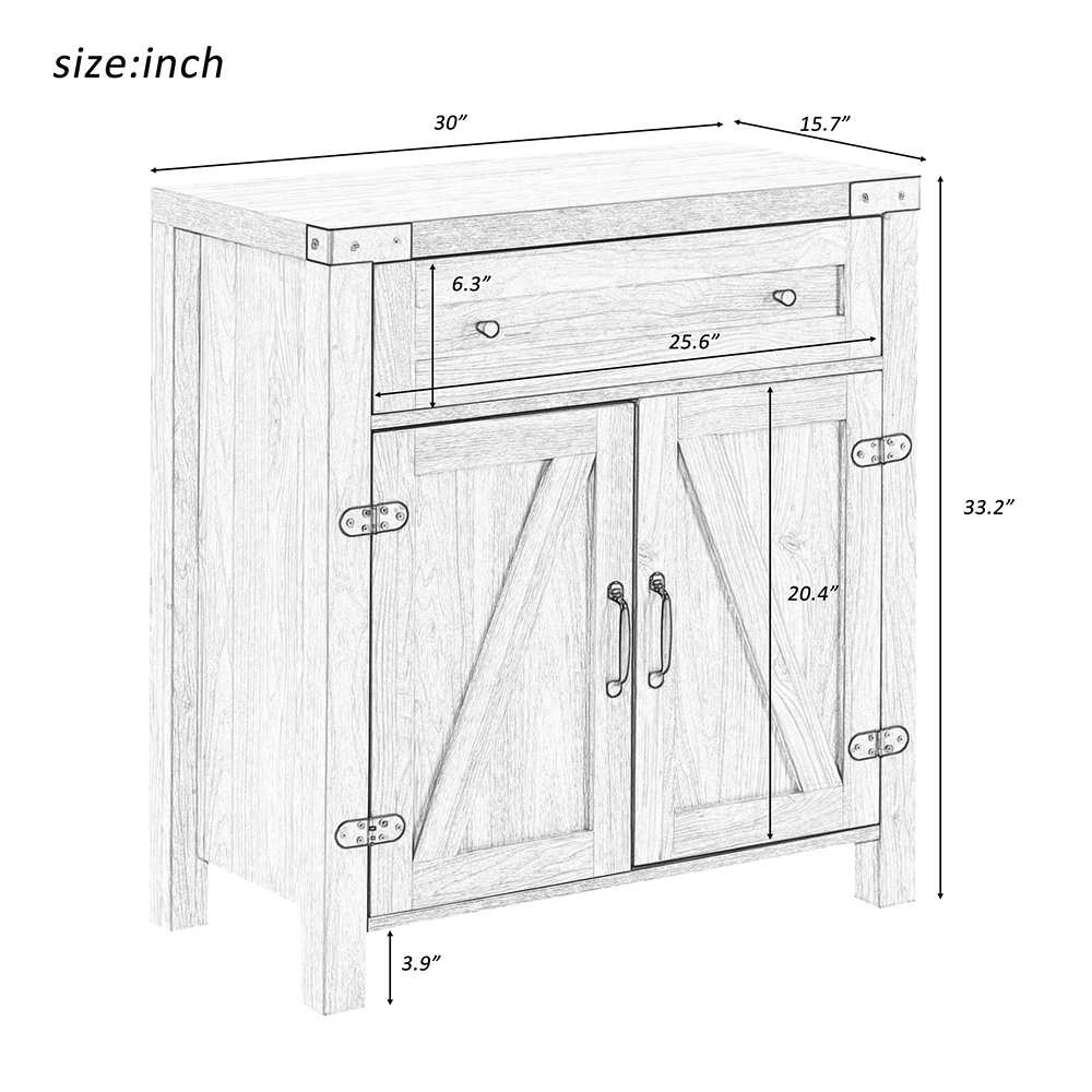 U-STYLE 30" Rustic Style Wooden Console Table with Storage Drawer, and Cabinet, for Entrance, Hallway, Dining Room, Kitchen - Gray