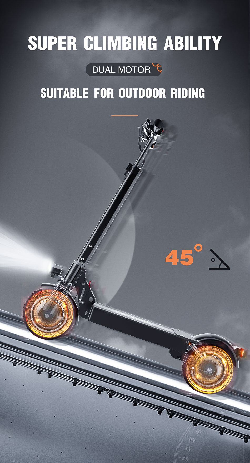 JANOBIKE T10 Folding Off-Road Electric Scooter 10 inch 23Ah Battery 1000W * 2 Motor 10 Inch Wheels Aluminum Alloy Body Max Speed 70km/h up to 80KM Range Hydraulic brake - Black