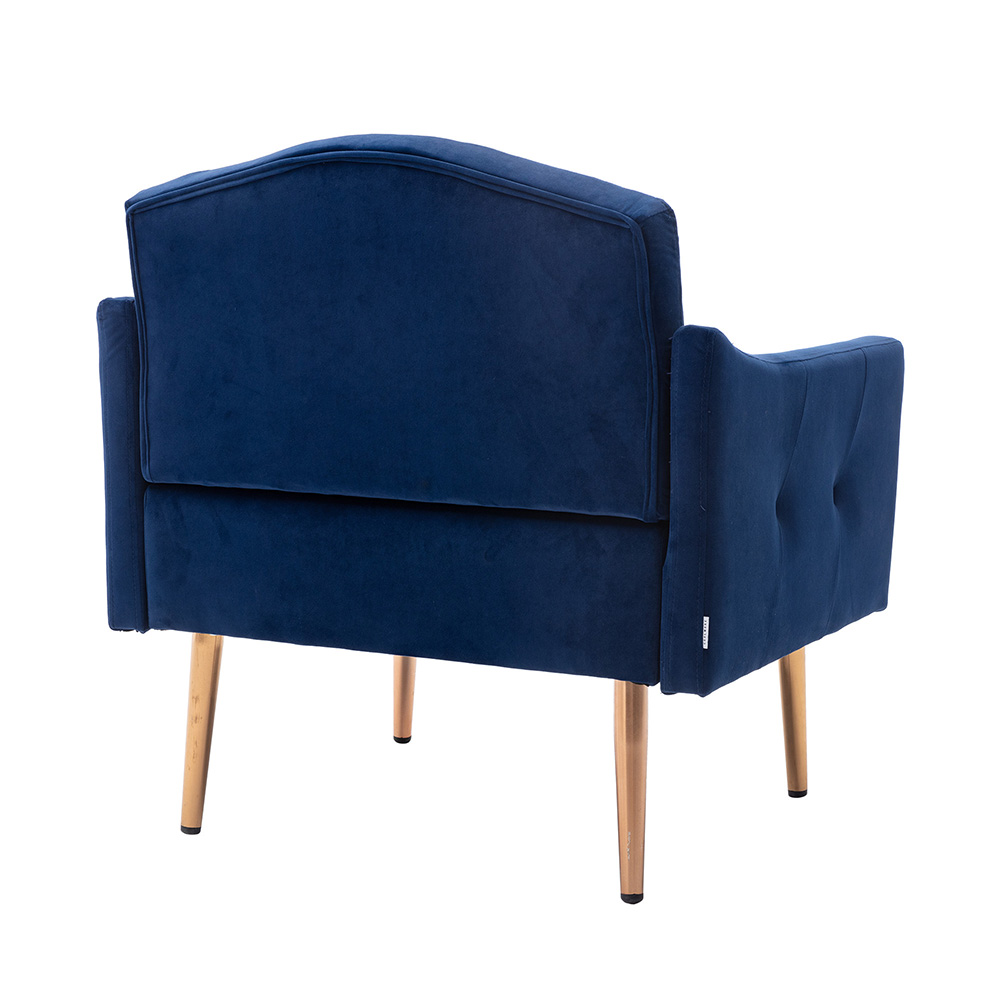 COOLMORE Velvet Sofa Chair With Plywood Frame, And Metal Feet, For Living Room, Bedroom, Office, Apartment - Blue 9 COOLMORE Velvet Sofa Chair with Plywood Frame, and Metal Feet, for Living Room, Bedroom, Office, Apartment - Blue