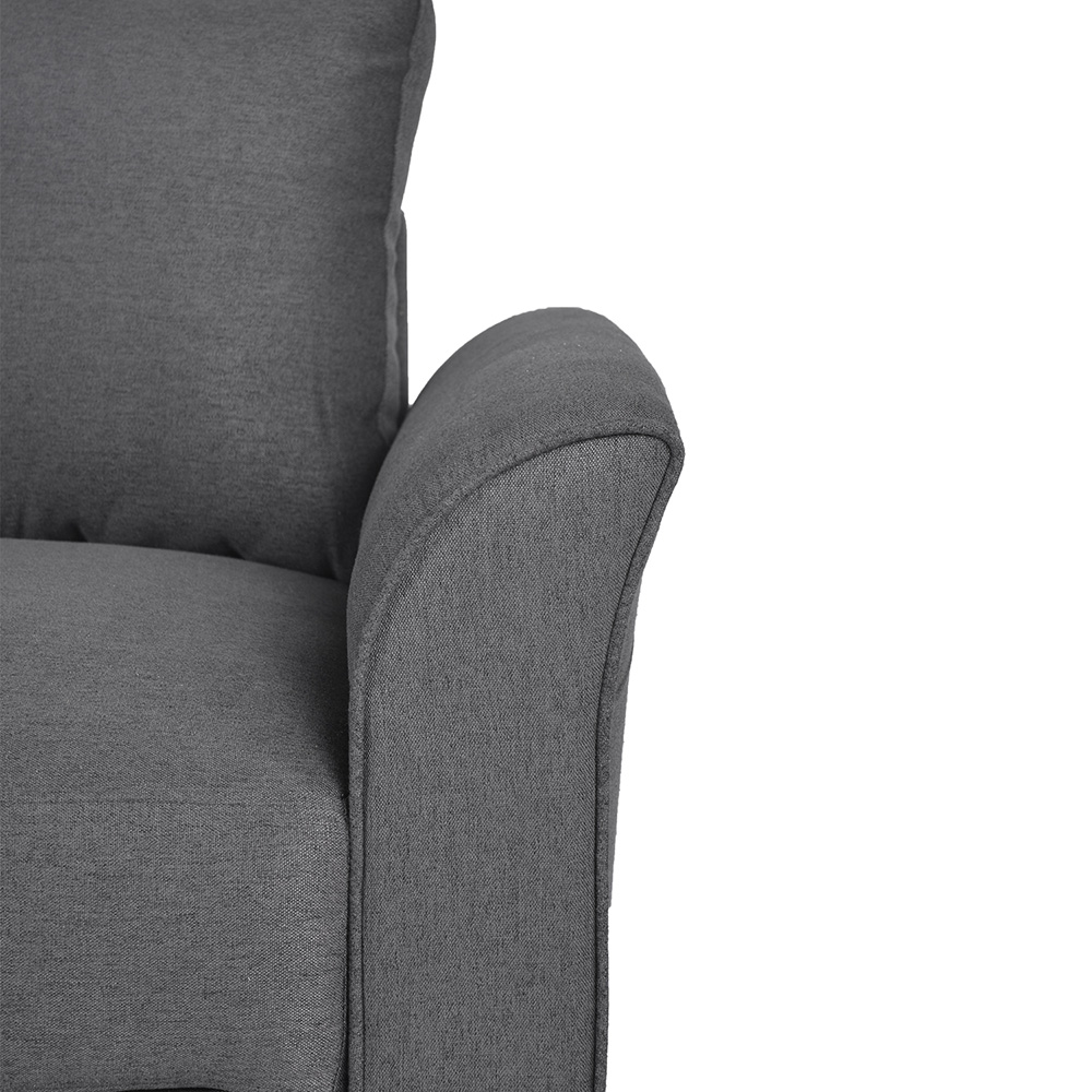 U-STYLE Polyester Upholstered Armchair with Wooden Frame, and Plastic Legs, for Living Room, Bedroom, Office, Apartment - Light Gray