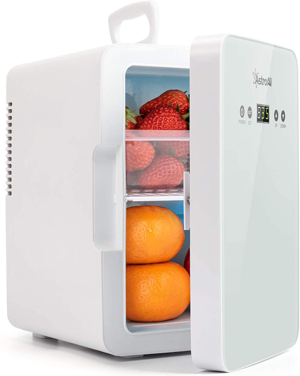 AstroAI Portable Mini Refrigerator 6L / 8 Can Capacity with Temperature Control Panel for Bedroom, Car, Dormitory, Apartment - White