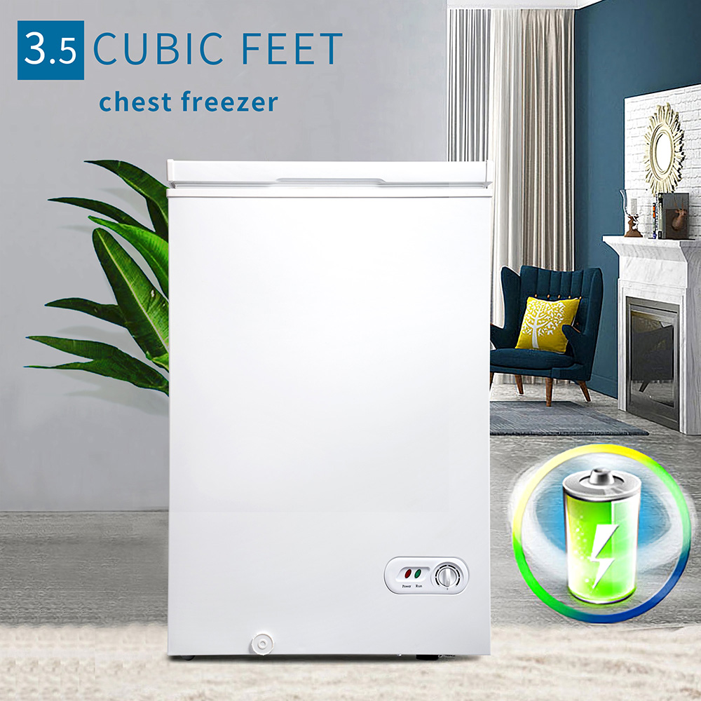 3.5 cu.ft Top Open Door Freezer with Removable Storage Basket, 7 Temperature Settings, for Home, Kitchen, Dormitory, Apartment, Bar, Office - White