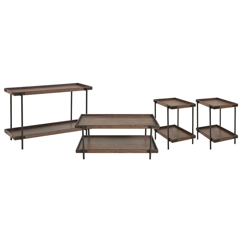 Kyra 4 Pieces Living Room Table Set, Including 42"L Coffee Table, 2 Side Tables and Sofa Console Table - Natural