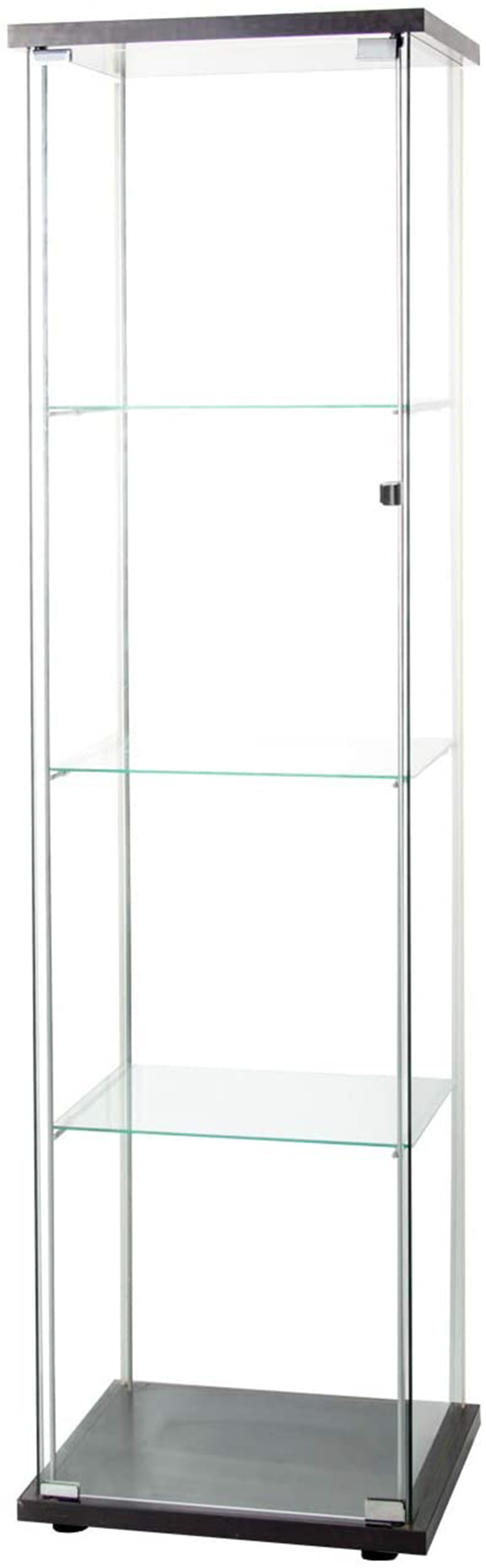 64" Glass Collection Display Cabinet with 4-layer Storage Shelf and Door, for Living Room, Bedroom, Office - Black