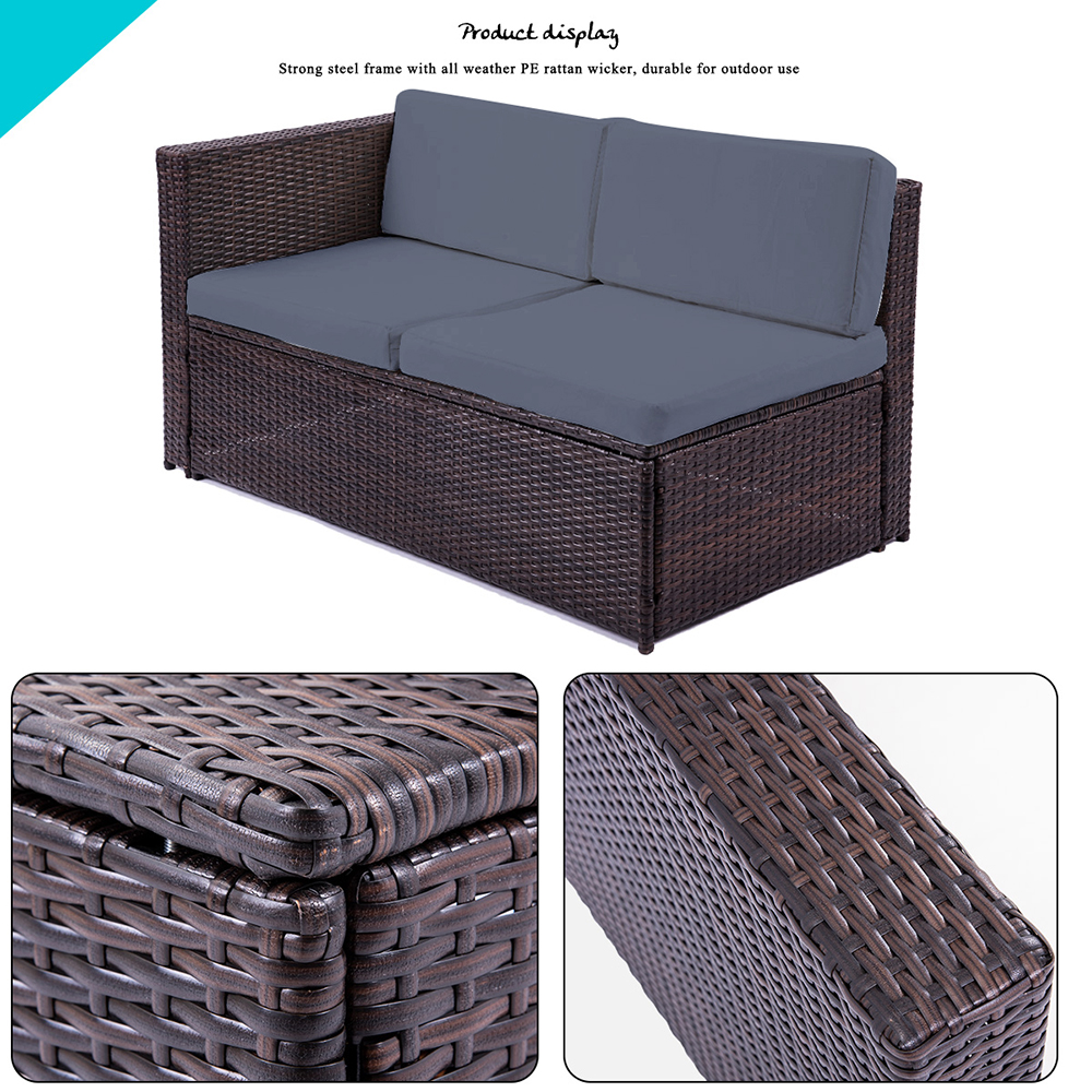 TOPMAX 4 Pieces Outdoor Rattan Furniture Set, Including 2 x 2-seat Sofa, 1-seat Sofa, and Coffee Table, for Garden, Terrace, Porch, Poolside - Gray