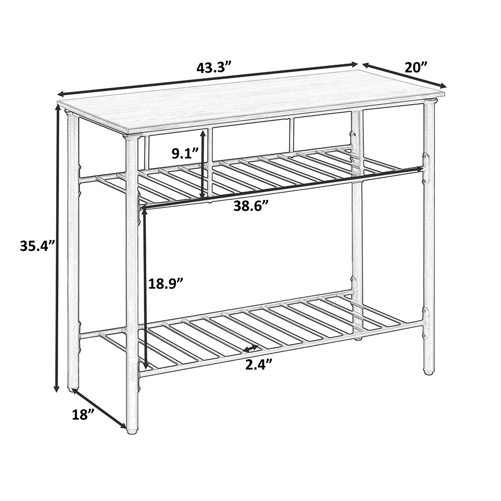 TOPMAX Rustic Farmhouse Style Counter Height Dining Table, with 2-Layer Storage Shelves - White + Black