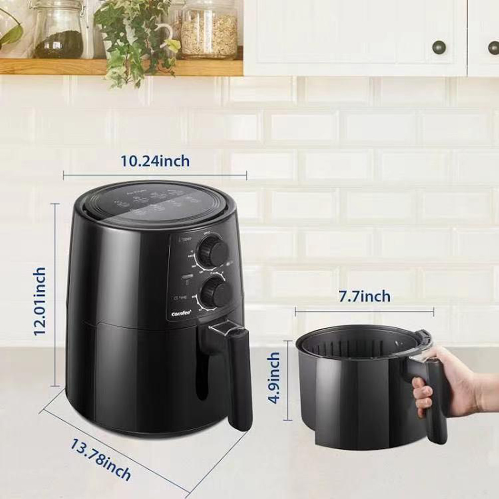 COMFEE 1400W Air Fryer 3.7QT Capacity, with Timer, and Removable Non-stick Frying Basket, Surrounding 3D Wind Uniform Heating - Black