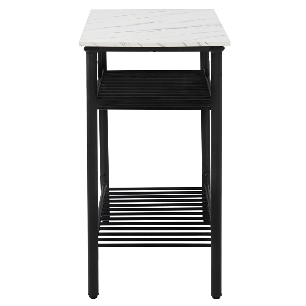 TOPMAX Rustic Farmhouse Style Counter Height Dining Table, with 2-Layer Storage Shelves - White + Black