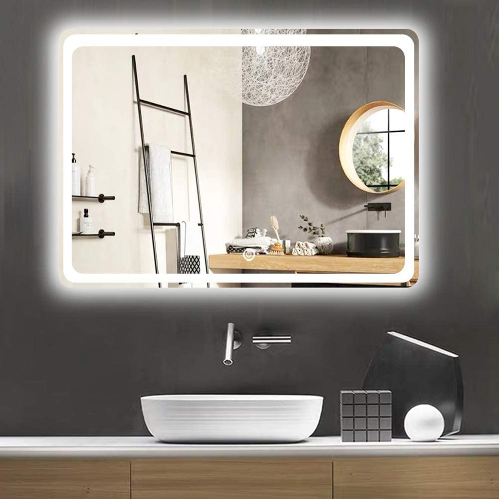 32" Rectangle Wall-mounted LED Mirror, for Bathroom, Bedroom, Entrance, Powder Room