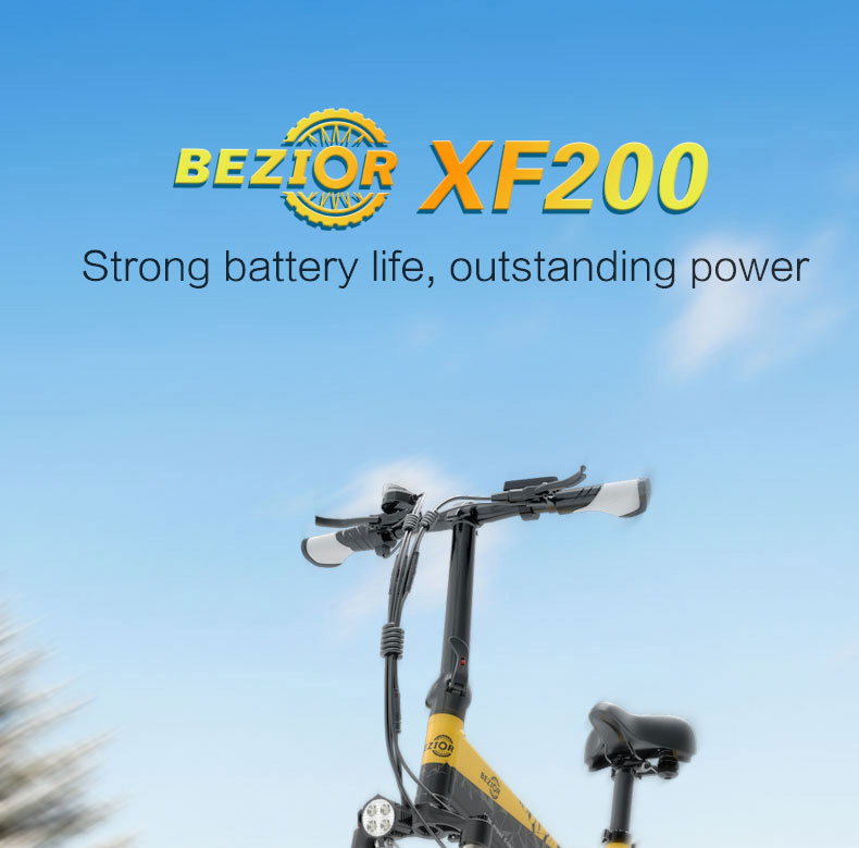 BEZIOR XF200 Folding Electric Bike 48V 15Ah Battery 1000W Motor 20x4.0 inch Fat Tire Aluminum Alloy Frame Shimano 7-speed Shift Max Speed 40km/h 130KM Power-assisted mileage Range LCD Display IP54 Waterproof - Black