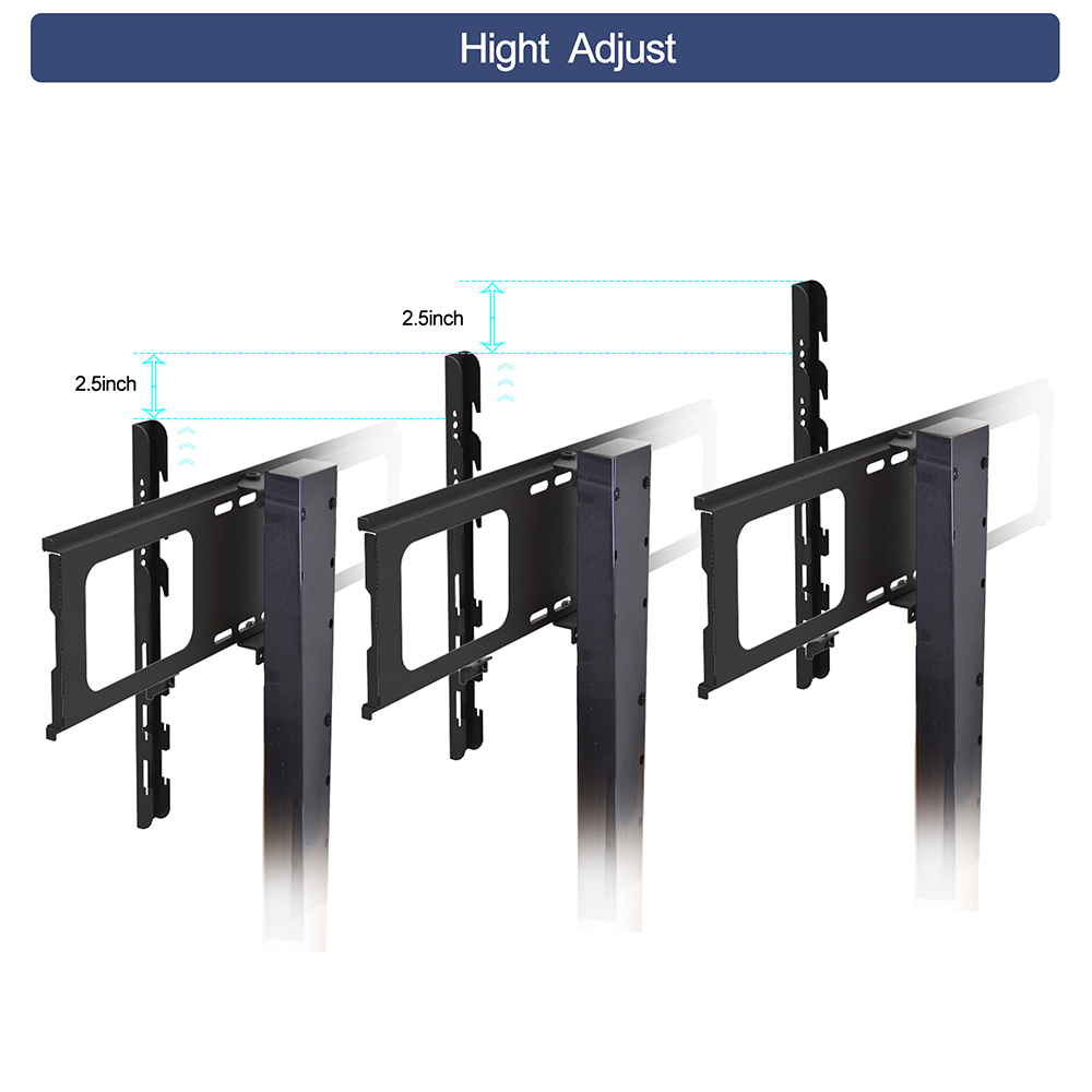 44.1" Height Adjustable TV Stand with 3-Layer Storage Shelf, Suitable for Placing 32~65 inch TVs, for Living Room, Entertainment Center - Black