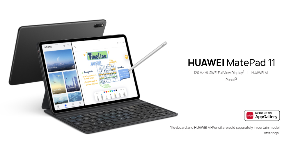 HUAWEI MatePad 11 Tablet 10.95 inches 120Hz HUAWEI FullView Display WQXGA 2560*1600 pixels 275 PPI Qualcomm Snapdragon 865 HarmonyOS 2 64GB 13MP Rear Camera 7250 mAh Battery 4 speakers - Grey