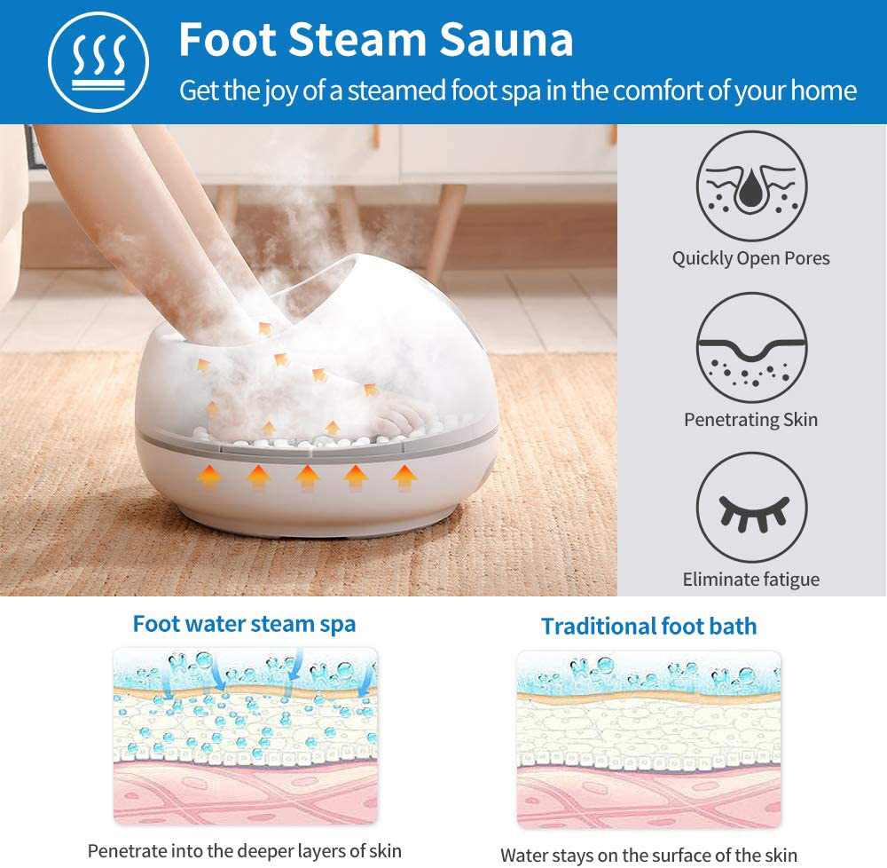 RENPHO Steam Foot Spa Massager, Fast Heating, Improve Blood Circulation, Relieve Pain and Pressure - White