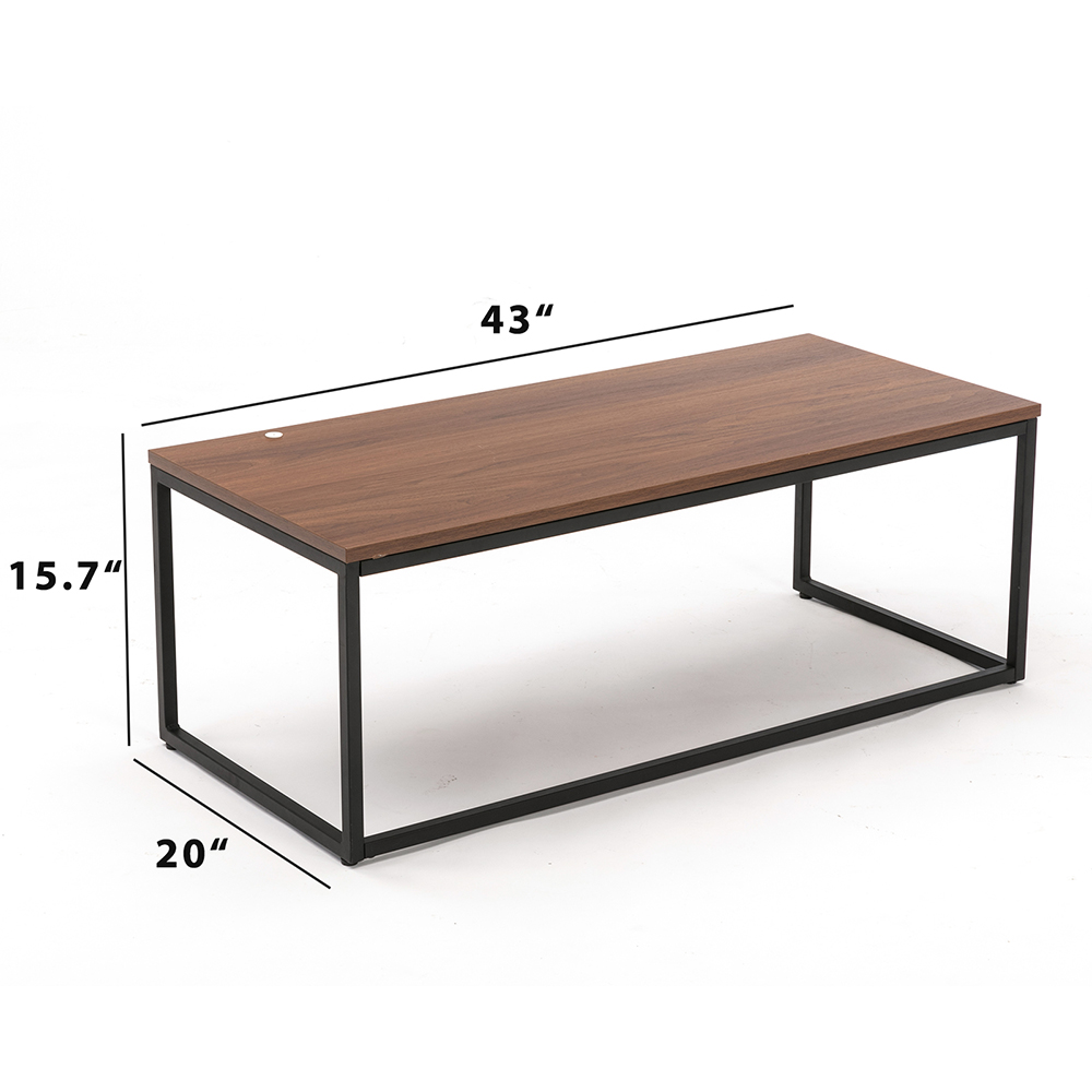 43" Rectangle Wooden Coffee Table, for Kitchen, Restaurant, Office, Living Room, Cafe - Brown