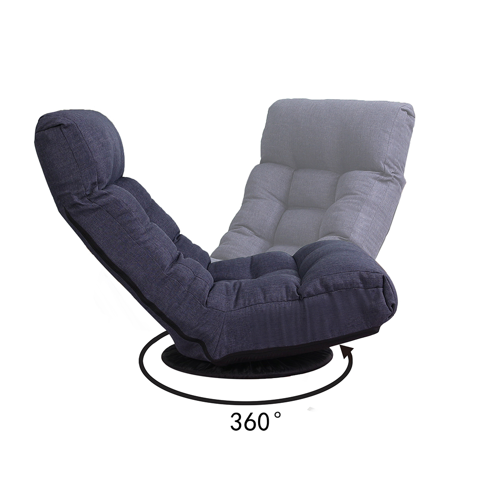 22.8" Fabric Upholstered Folding Lazy Sofa Bed with Ottoman, for Living Room, Bedroom, Office, Apartment - Navy