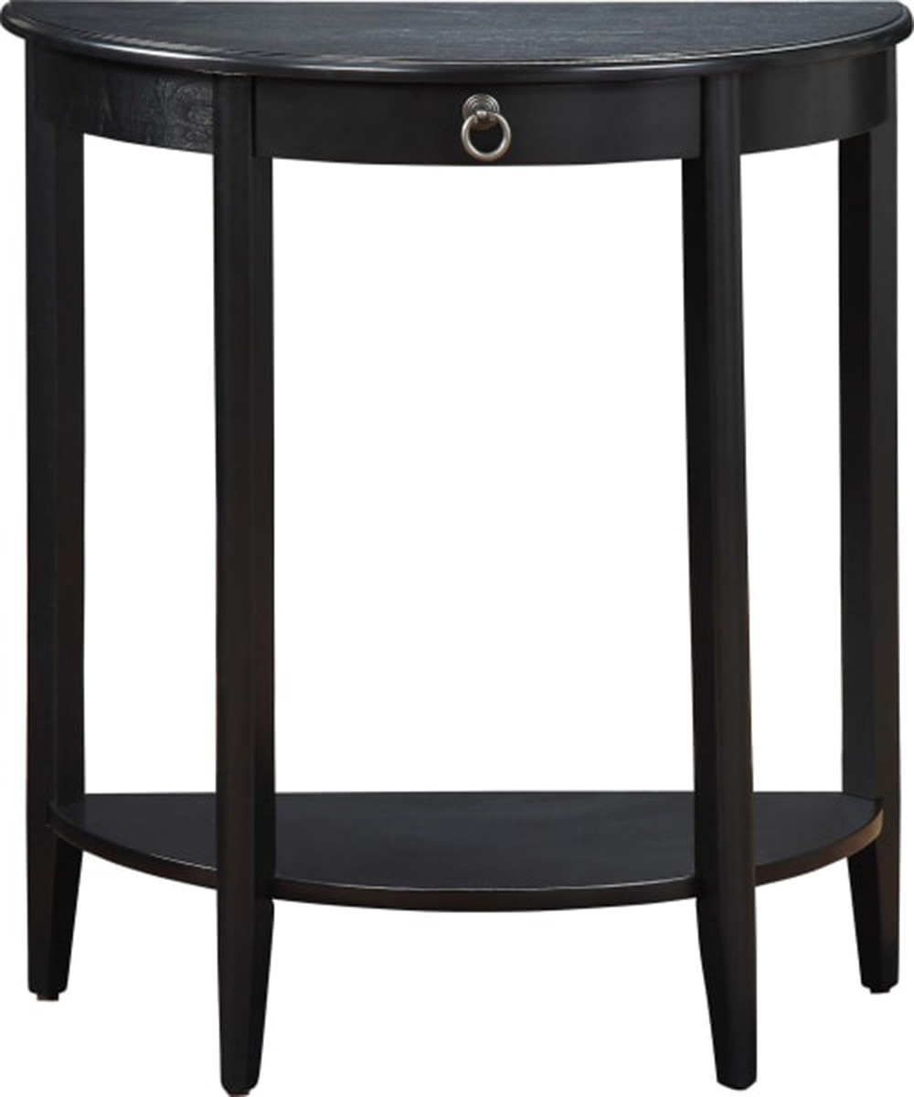 ACME Justino 26" Half-Moon Shape Console Table with Storage Shelf, for Entrance, Hallway, Dining Room, Kitchen - Black