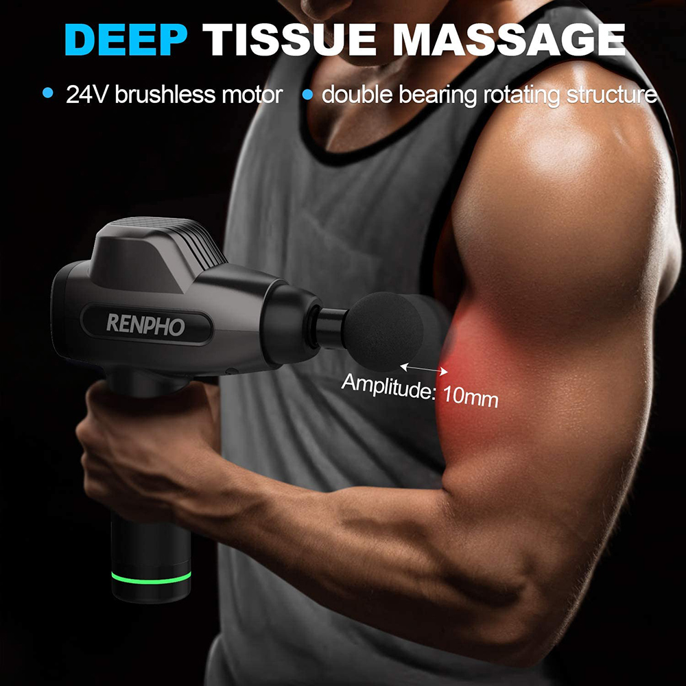 RENPHO C3 Handheld Fascia Gun Muscle Massager, 2000mAh Battery, Relieve Tension, Stiffness, and Pain, with Portable Case, for Home Gym Workouts Equipment - Black