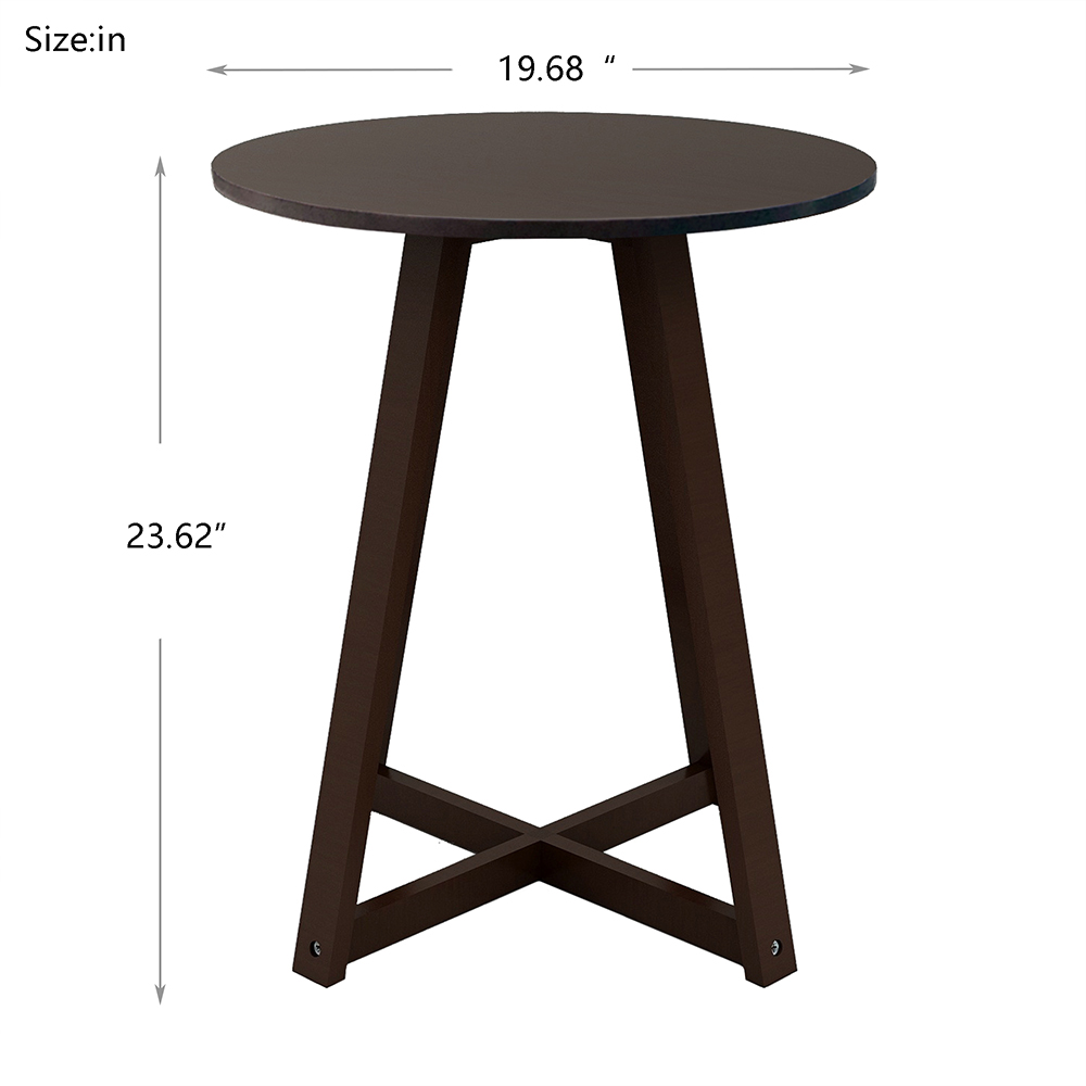 19.68" Round Wooden Coffee Table, for Kitchen, Restaurant, Office, Living Room, Cafe - Brown