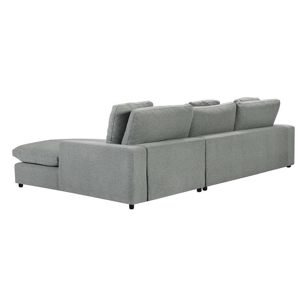 79.13" 3-Seat Polyester Upholstered Sectional Sofa with Right Hand Chaise, Wooden Frame, and Plastic Legs, for Living Room, Bedroom, Office, Apartment - Gray