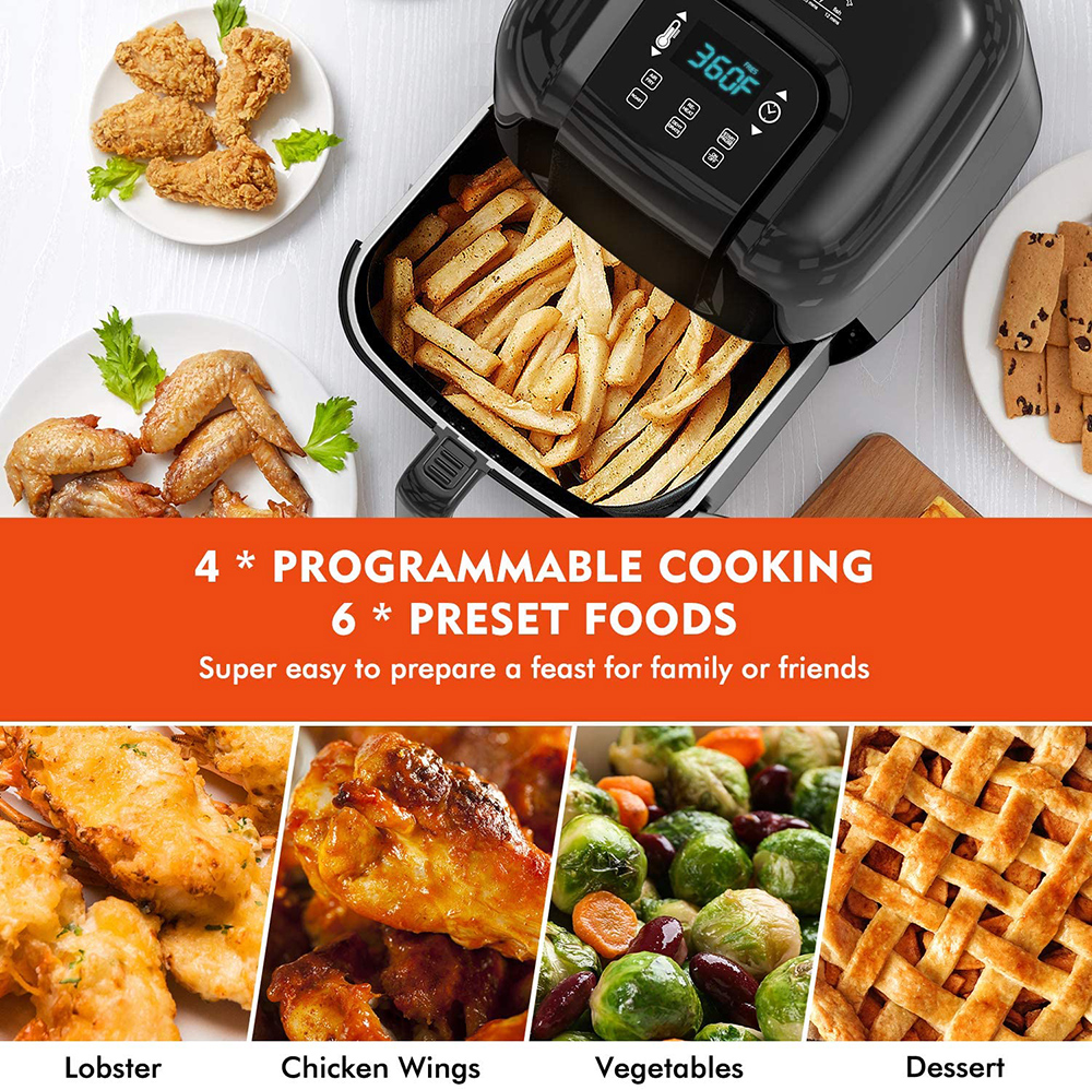 KOIOS 1800W Air Fryer Oven 7.38L Capacity, Touch Screen Control, for Low-oil and Low-fat Frying, Roasting, Reheating - Black