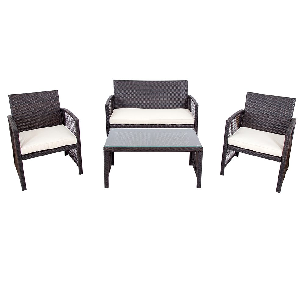 TOPMAX 8 Pieces Outdoor Rattan Furniture Set Brown