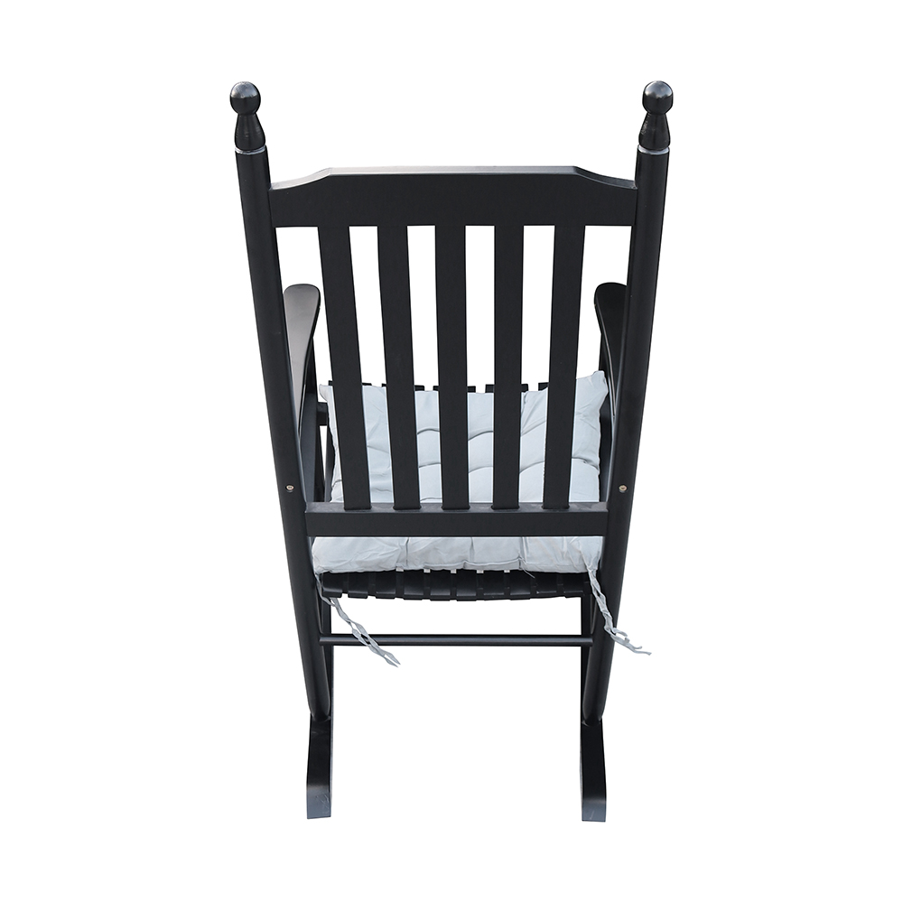 Wooden Rocking Chair with Armrests and Slats Support, for Garden, Terrace, Porch, Poolside, Beach - Black