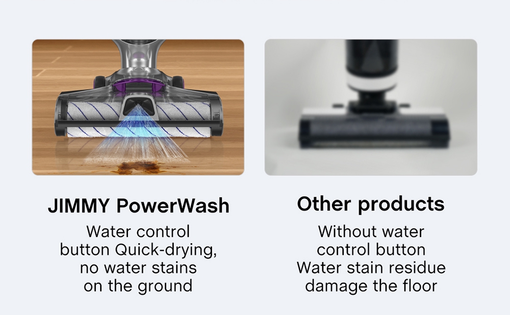 JIMMY PowerWash HW8 Pro Cordless Dry Wet Smart Vacuum Washer Cleaner 15000pa Brushless Digital Motor 3000mAh 35Mins Run Time Instantly Dry One-Touch Self-Cleaning LED Disply Detachable Water Tank Replaceable Battery Pack- Purple
