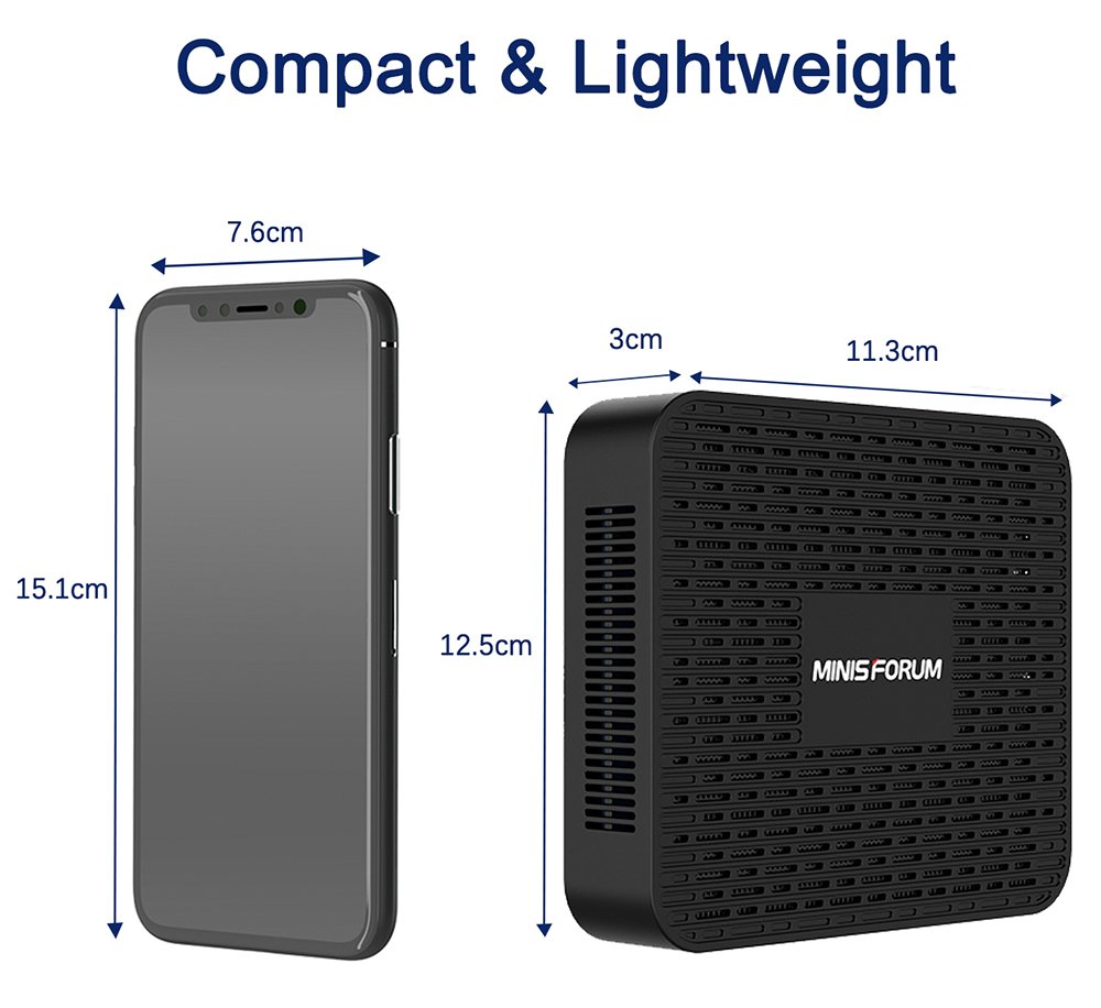 MINISFOURM GK50 Windows10 Mini PC Gemini Lake-R N5030 Quad Core 8GB RAM 128GB SSD 2.4G+5G WIFI HDMI+DP RJ45*2