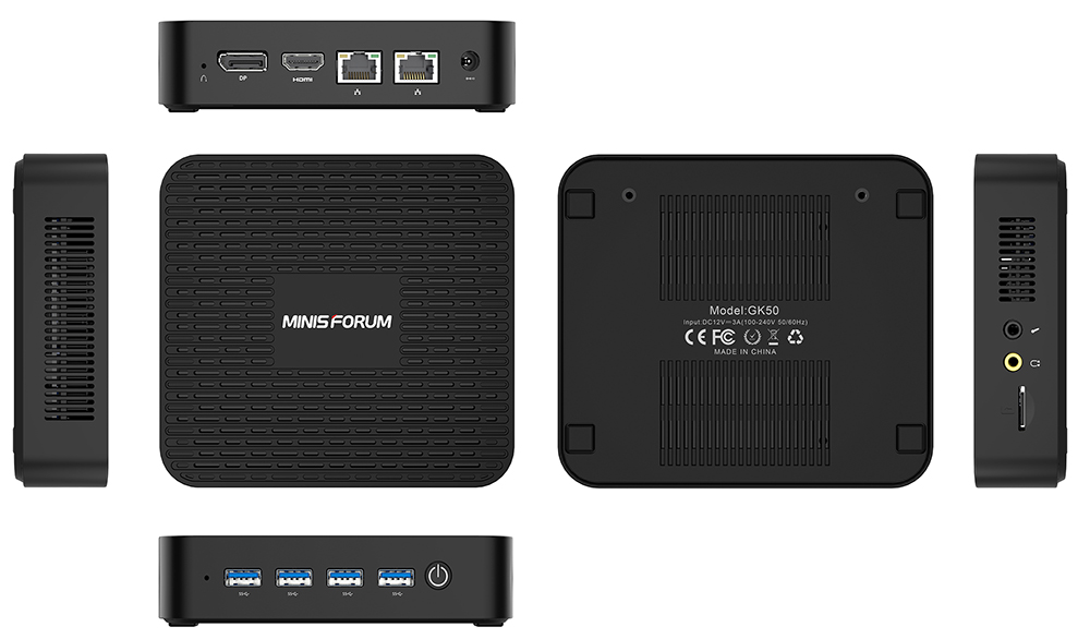 MINISFOURM GK50 Windows10 كمبيوتر صغير الجوزاء Lake-R N5030 رباعي النواة 8 جيجا بايت رام 128 جيجا SSD 2.4 جيجا + 5 جيجا WIFI HDMI + DP RJ45 * 2