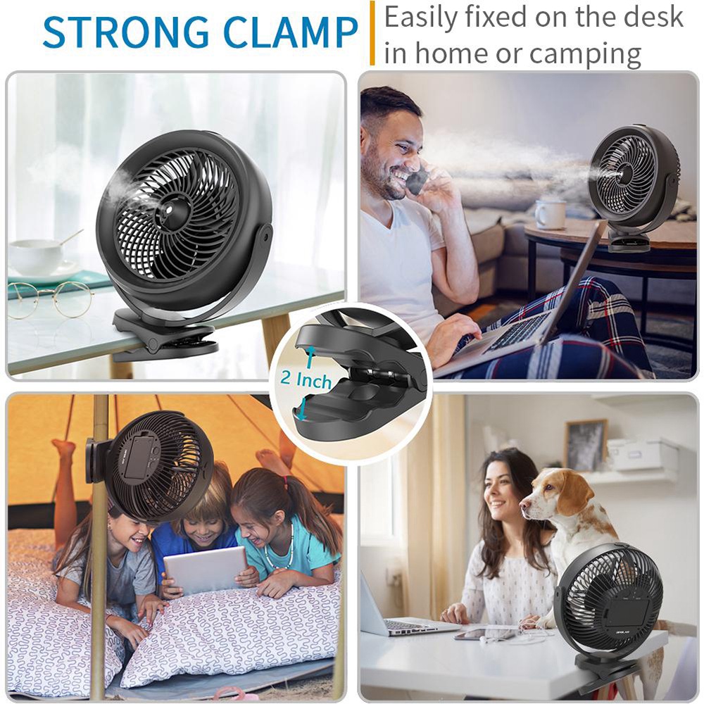 OPOLAR Desktop Cooling Spray Fan 2 Modes 10000mAh Removable Battery 360 Degree Rotation - Black