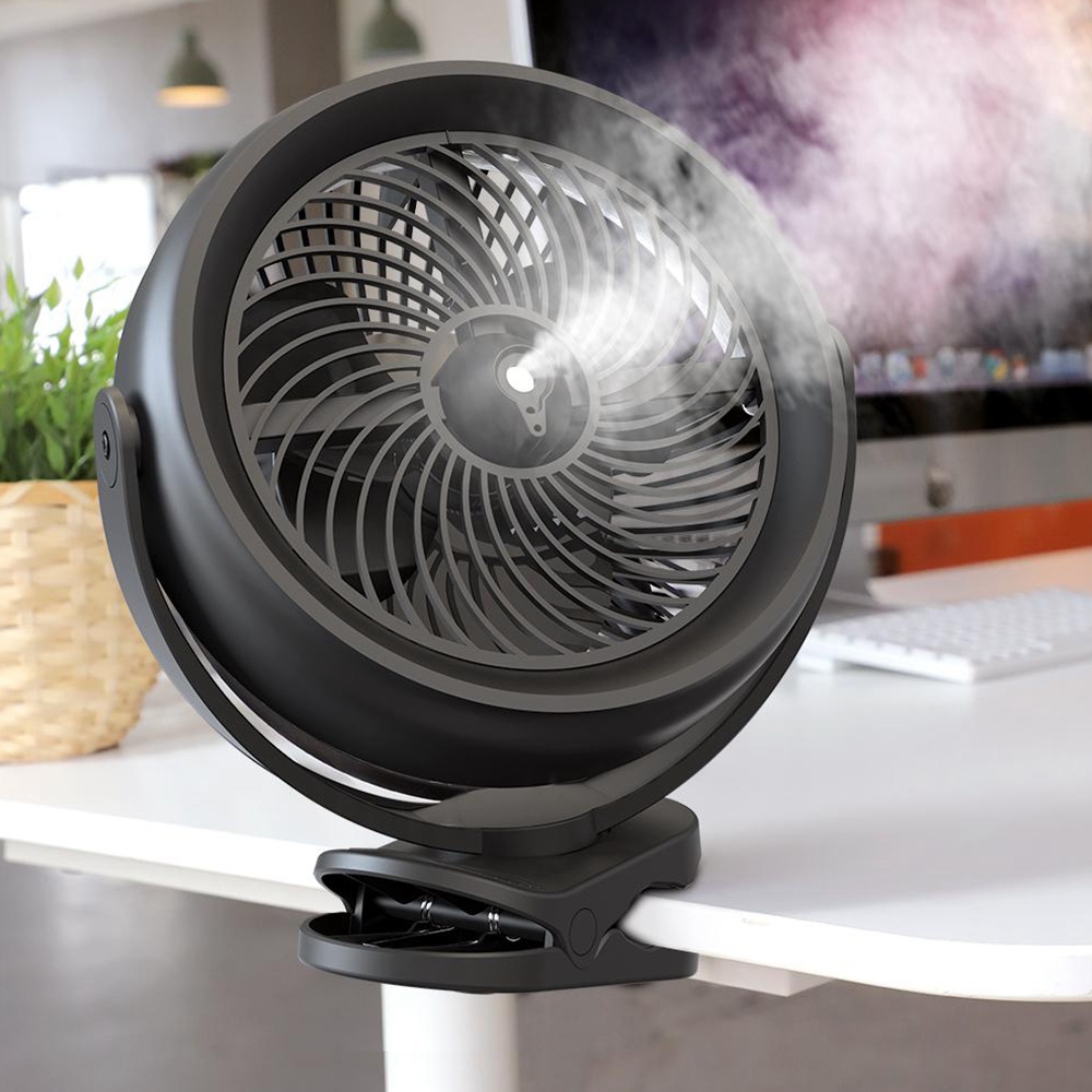 OPOLAR Desktop Cooling Spray Fan 2 Modes 10000mAh Removable Battery 360 Degree Rotation - Black