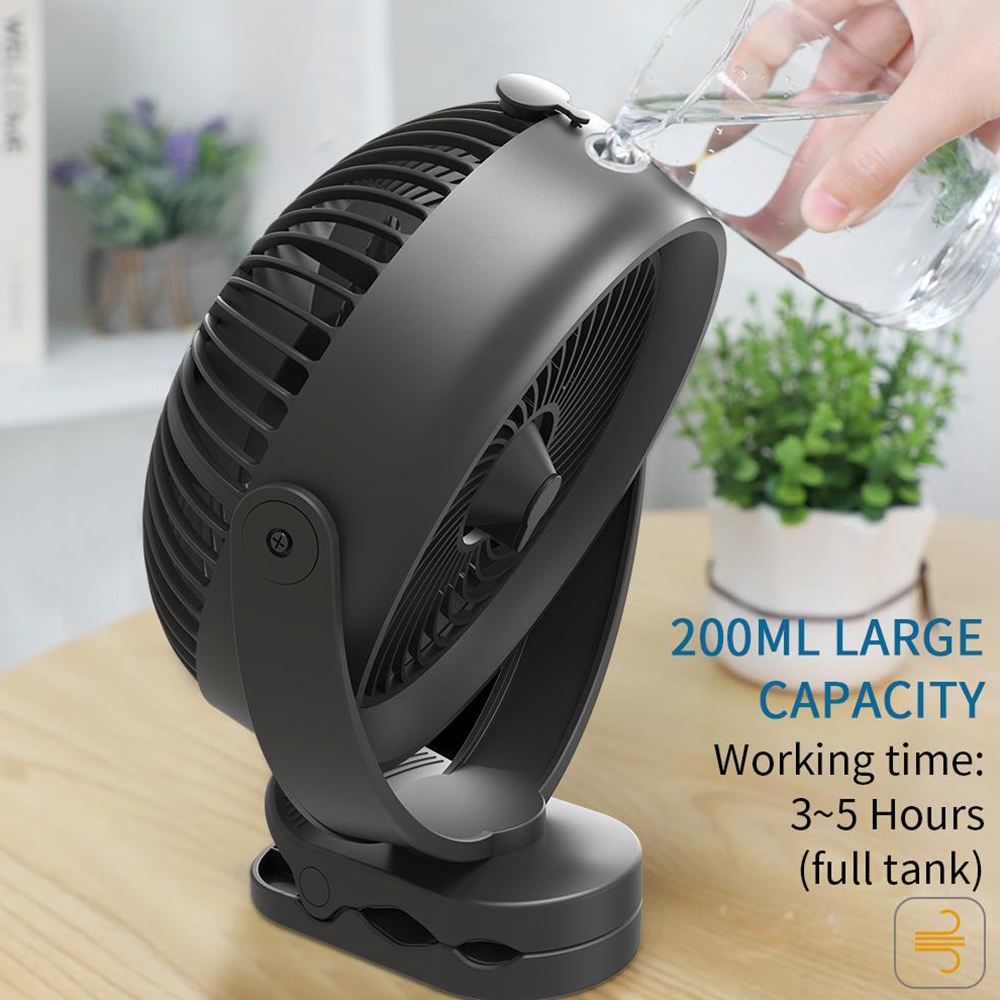 OPOLAR Desktop Cooling Spray Fan 2 Modes 10000mAh Removable Battery 360 Degree Rotation - Black