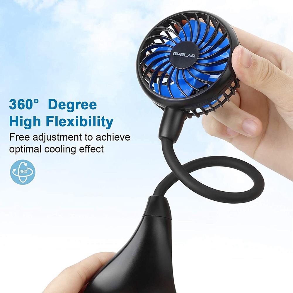 OPOLAR Portable Folding Hanging Neck Fan 6 Wind Speeds 10000mAh Battery - Black