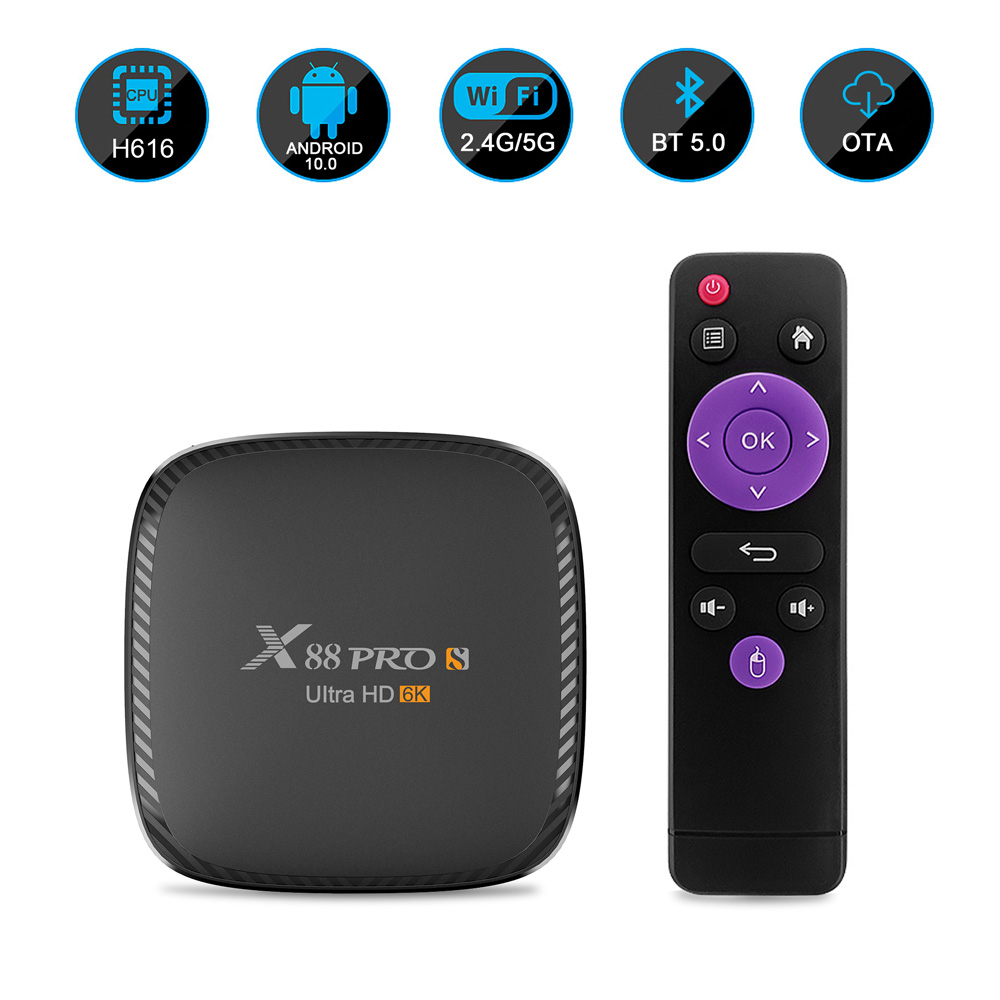 X88 Pro S Android 10.0 TV BOX H616 4GB/32GB 2.4G+5G WIFI 100M LAN USB3.0