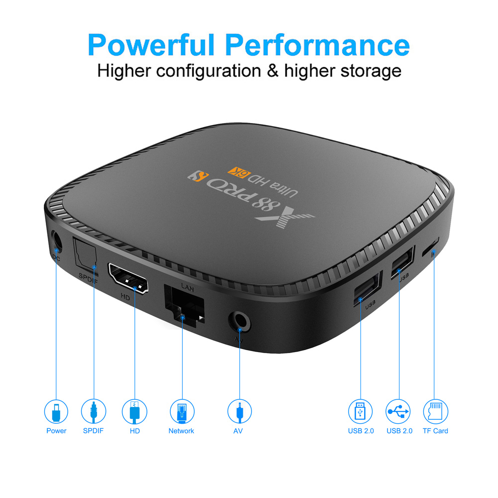 X88 Pro S Android 10.0 TV BOX H616 4GB/32GB 2.4G+5G WIFI 100M LAN USB3.0