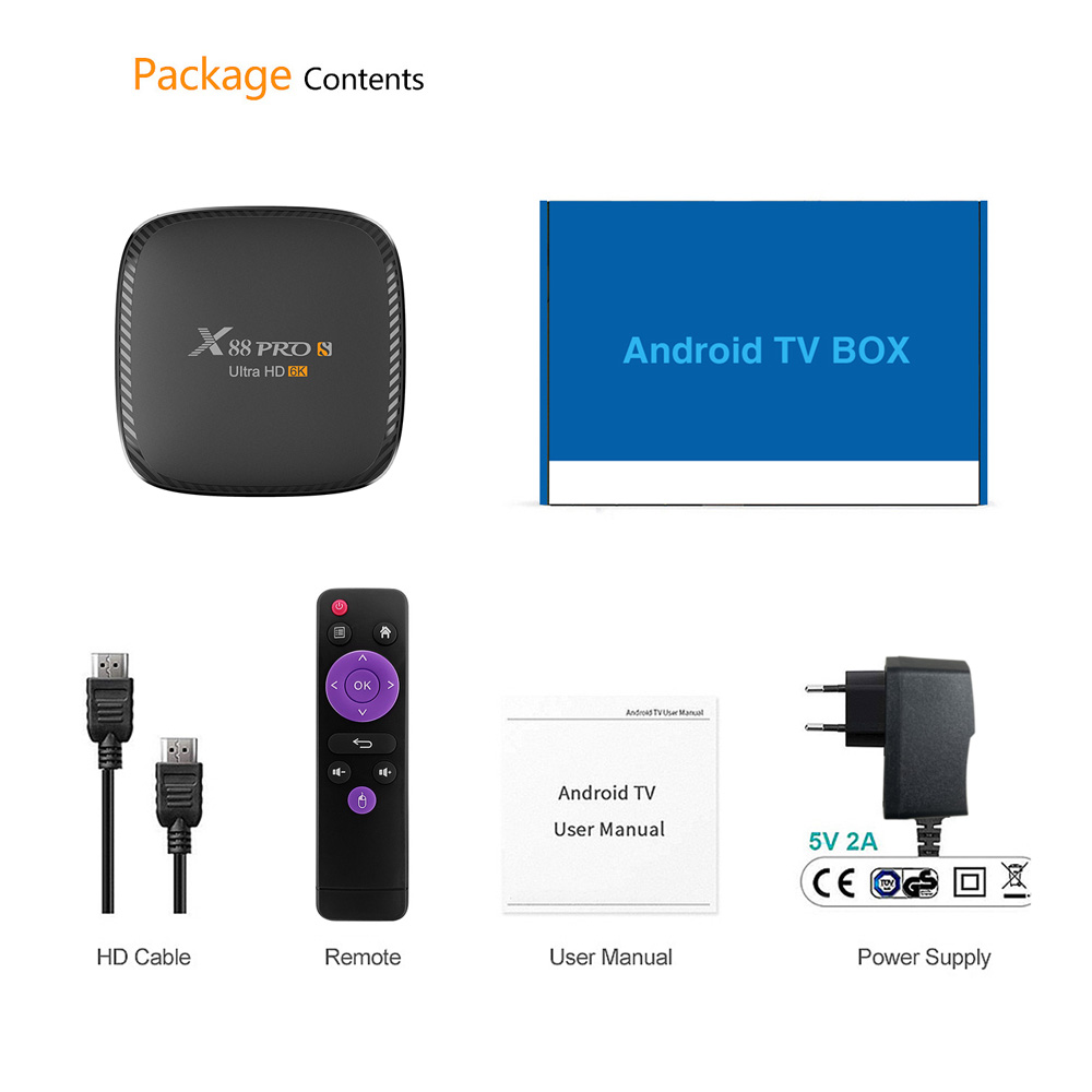 X88 Pro S Android 10.0 TV BOX H616 4GB/32GB 2.4G+5G WIFI 100M LAN USB3.0