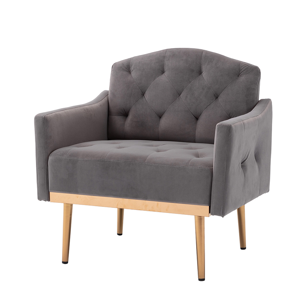 COOLMORE Velvet Sofa Chair With Plywood Frame, And Metal Feet, For Living Room, Bedroom, Office, Apartment - Gray 8 COOLMORE Velvet Sofa Chair with Plywood Frame, and Metal Feet, for Living Room, Bedroom, Office, Apartment - Gray